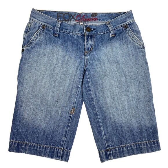 Fox Racing Bermuda Jean Shorts Sz 3 /small Blue Medium Wash Y2K Beach - Picture 1 of 7